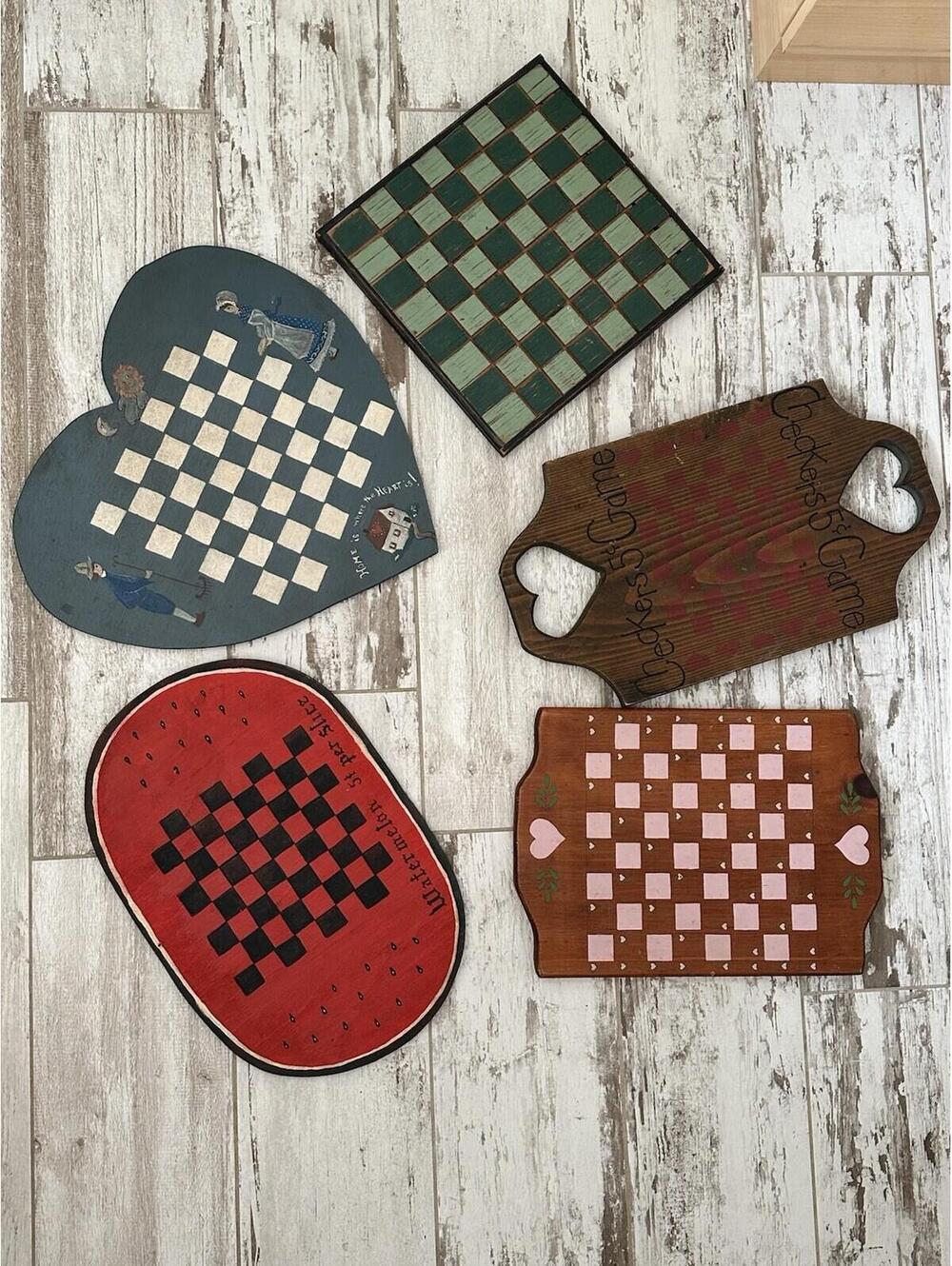 5 Wood Handmade Checkerboards